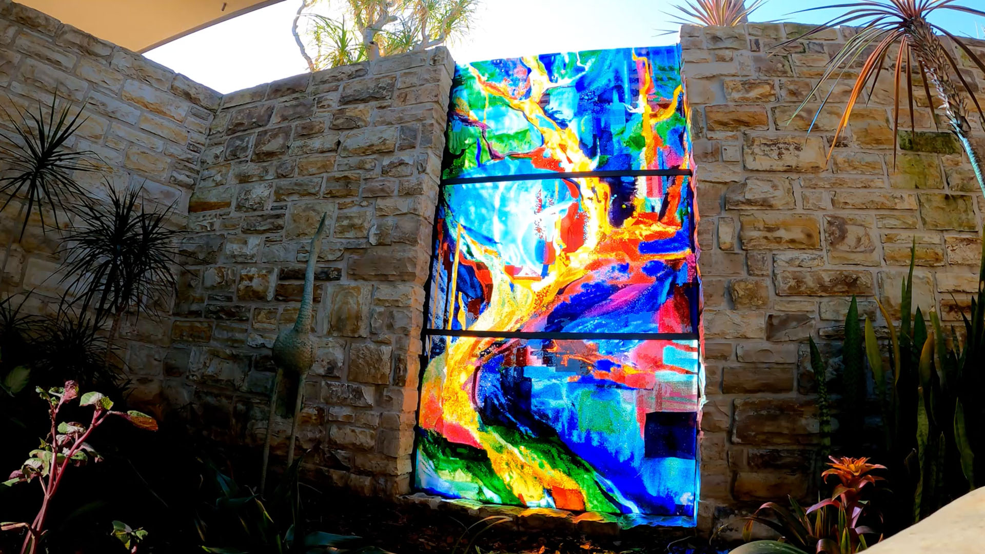 Installed Fused Glass Art Outside